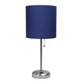 Limelights Stick Lamp with Charging Outlet and Fabric Shade, Navy LT2024-NAV